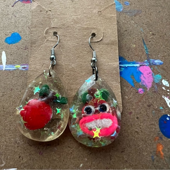 Funky Apple Earrings - Picture 2 of 7